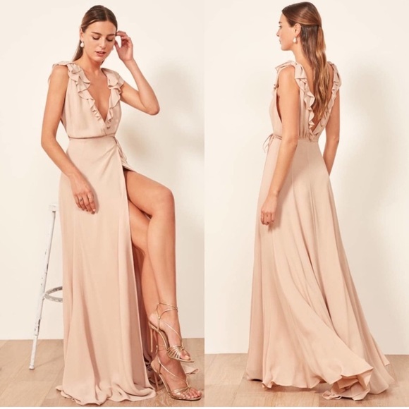 NWT Reformation Peppermint Maxi Dress Champagne Size Large - Picture 2 of 10